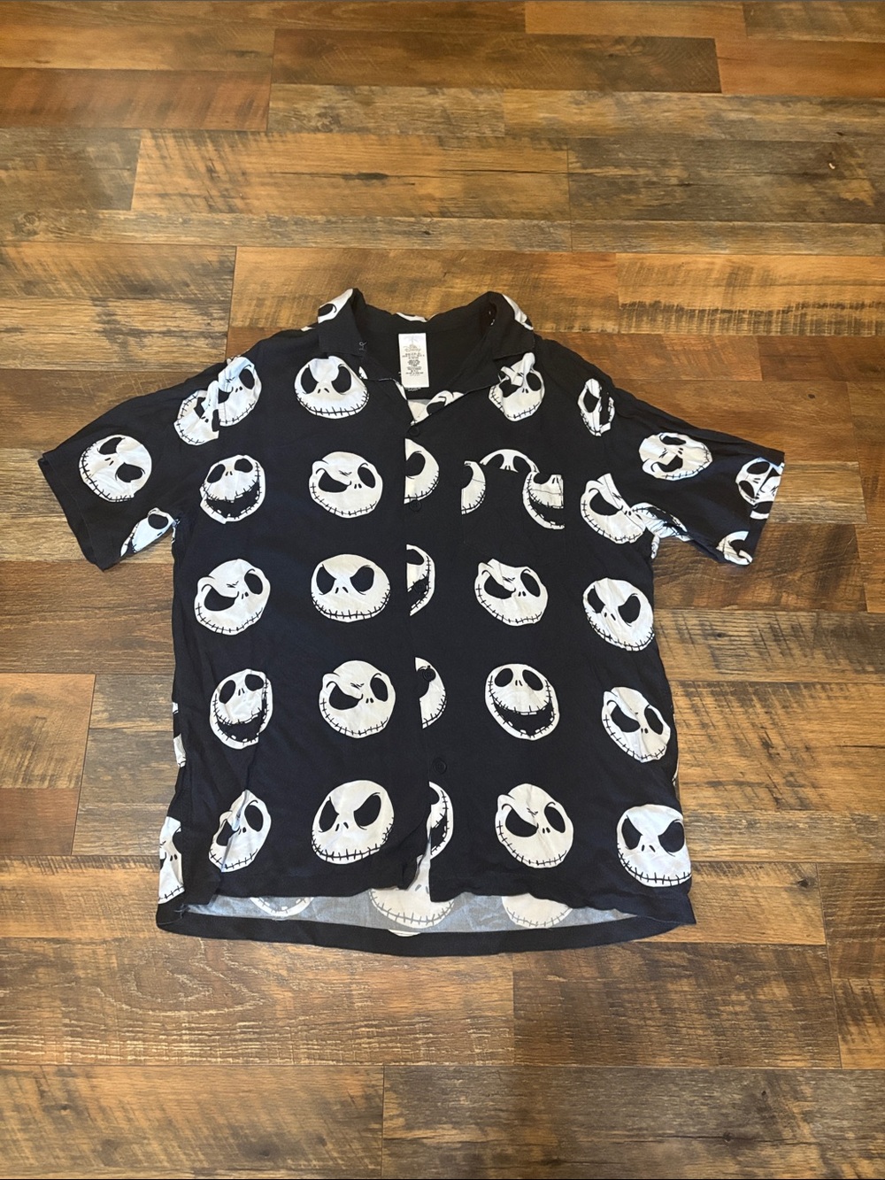 Disney Nightmare Before Christmas Jack Skellington Button‎ Up Black Shirt